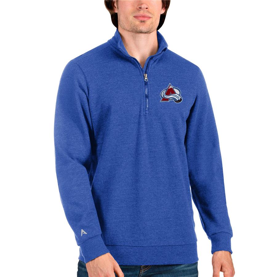 Colorado Avalanche Antigua Action Quarter-Zip Pullover Sweatshirt - Heathered Royal