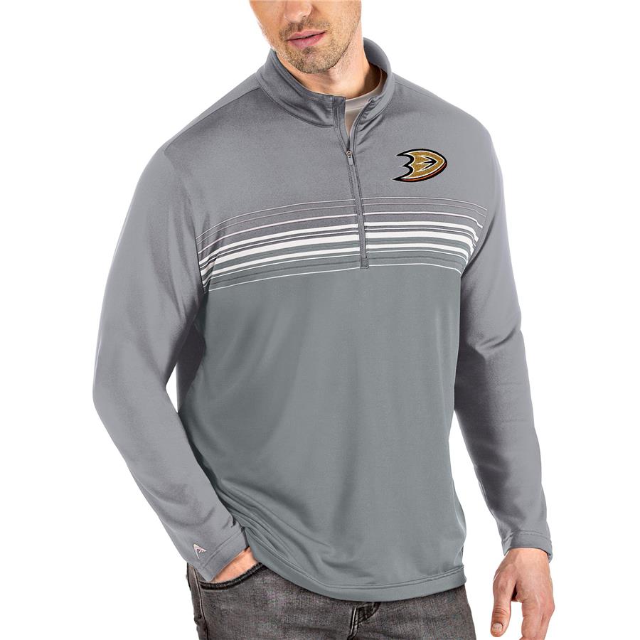 Anaheim Ducks Antigua Pace Quarter-Zip Pullover Top - Gray