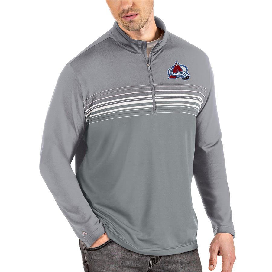 Colorado Avalanche Antigua Pace Quarter-Zip Pullover Top - Gray