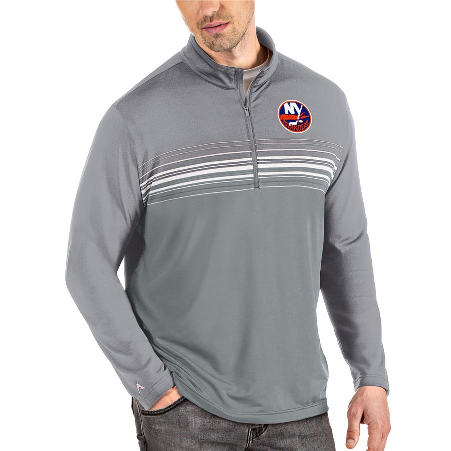 New York Islanders Antigua Pace Quarter-Zip Pullover Top - Gray