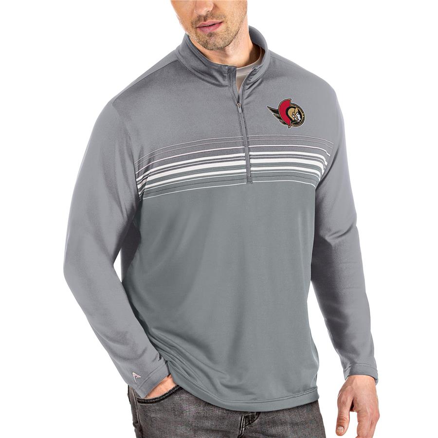 Ottawa Senators Antigua Pace Quarter-Zip Pullover Top - Gray