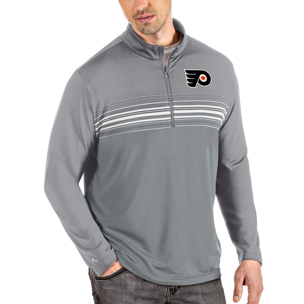 Philadelphia Flyers Antigua Pace Quarter-Zip Pullover Top - Gray