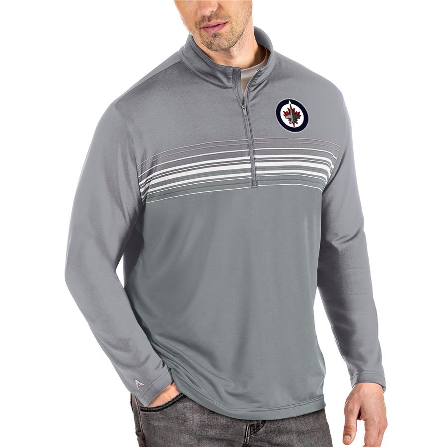 Winnipeg Jets Antigua Pace Quarter-Zip Pullover Top - Gray