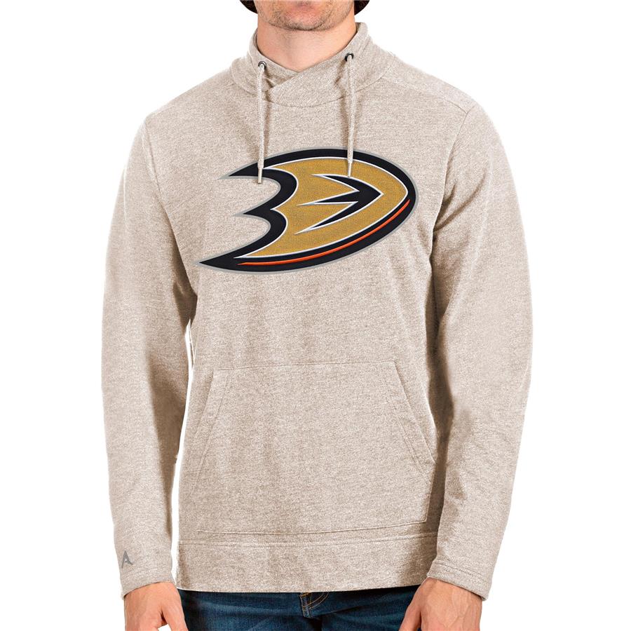 Anaheim Ducks Antigua Reward Crossover Neckline Pullover Sweatshirt - Oatmeal