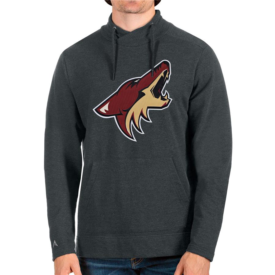 Arizona Coyotes Antigua Reward Crossover Neckline Pullover Sweatshirt - Heathered Charcoal
