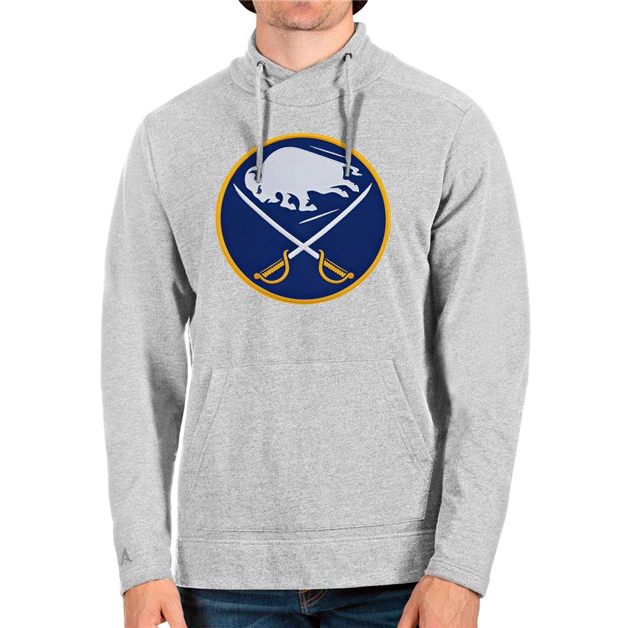 Buffalo Sabres Antigua Reward Crossover Neckline Pullover Sweatshirt - Heathered Gray