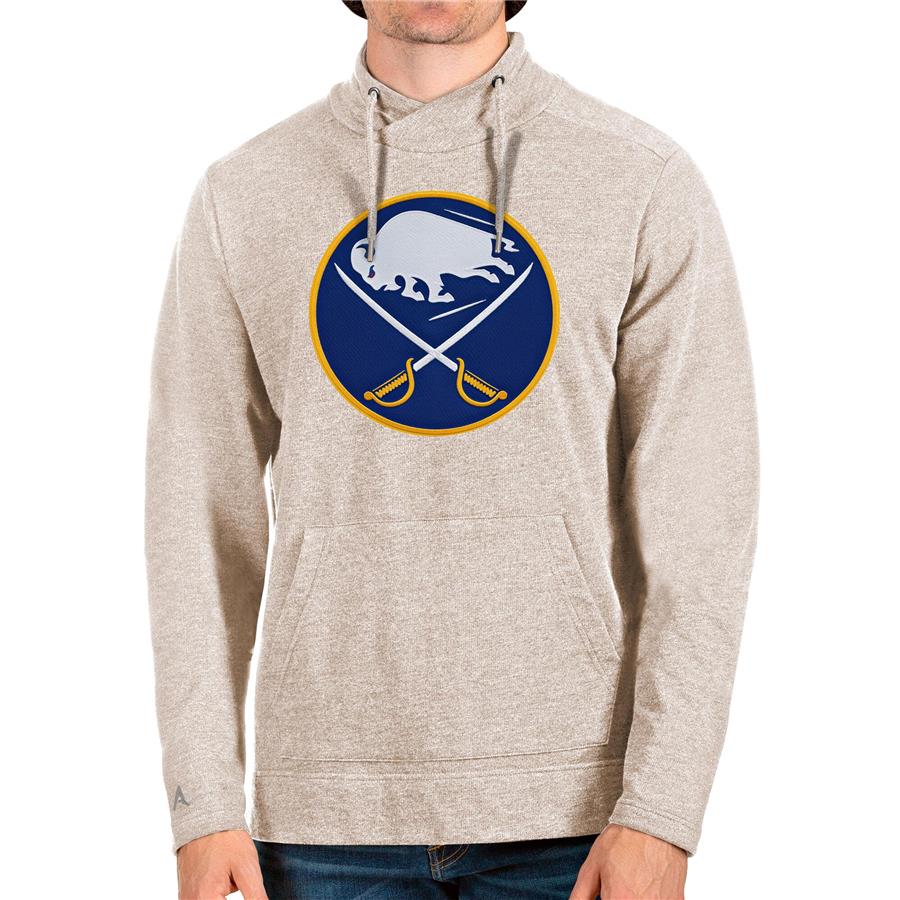 Buffalo Sabres Antigua Reward Crossover Neckline Pullover Sweatshirt - Oatmeal