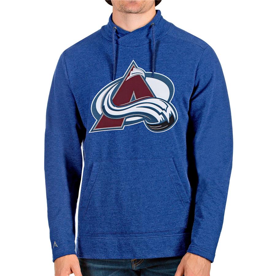 Colorado Avalanche Antigua Reward Crossover Neckline Pullover Sweatshirt - Heathered Royal
