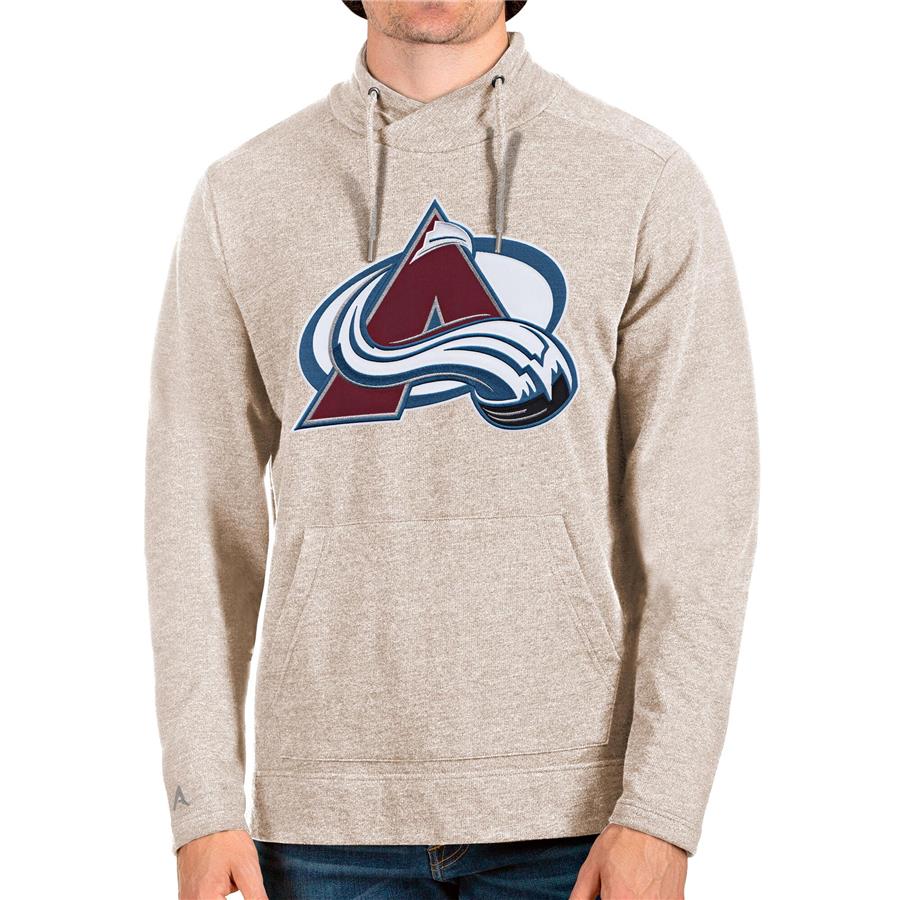 Colorado Avalanche Antigua Reward Crossover Neckline Pullover Sweatshirt - Oatmeal