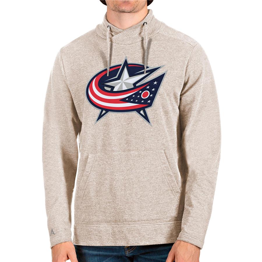 Columbus Blue Jackets Antigua Reward Crossover Neckline Pullover Sweatshirt - Oatmeal