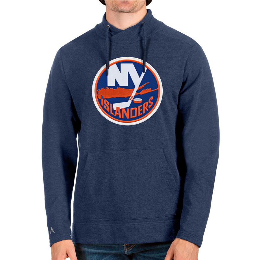 New York Islanders Antigua Reward Crossover Neckline Pullover Sweatshirt - Heathered Navy