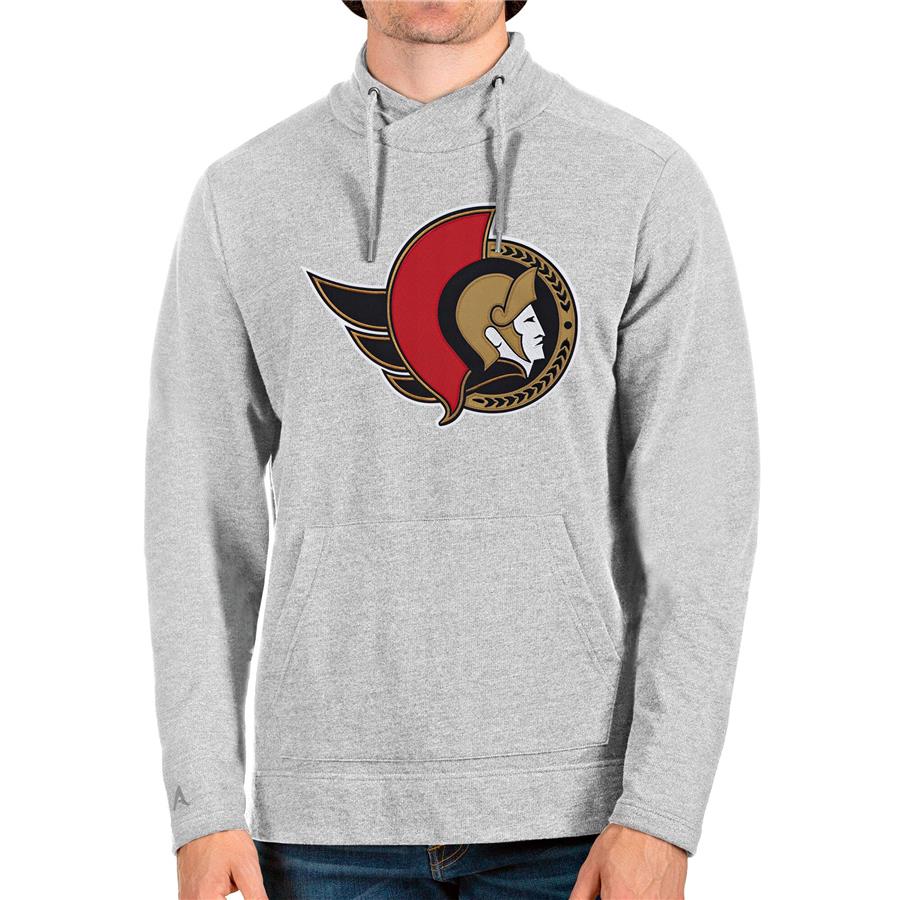 Ottawa Senators Antigua Reward Crossover Neckline Pullover Sweatshirt - Heathered Gray