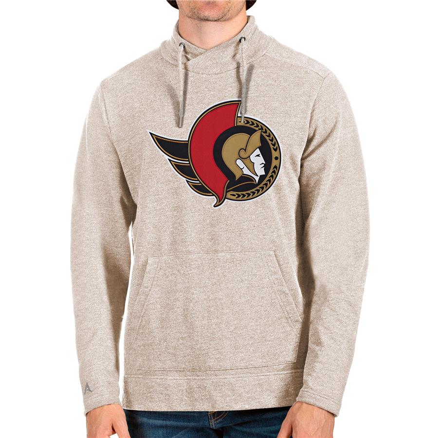 Ottawa Senators Antigua Reward Crossover Neckline Pullover Sweatshirt - Oatmeal
