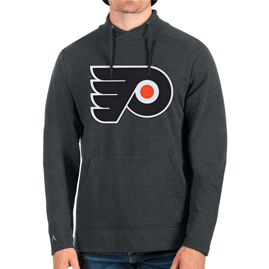 Philadelphia Flyers Antigua Reward Crossover Neckline Pullover Sweatshirt - Heathered Charcoal