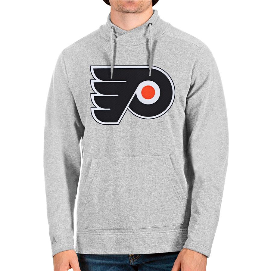 Philadelphia Flyers Antigua Reward Crossover Neckline Pullover Sweatshirt - Heathered Gray