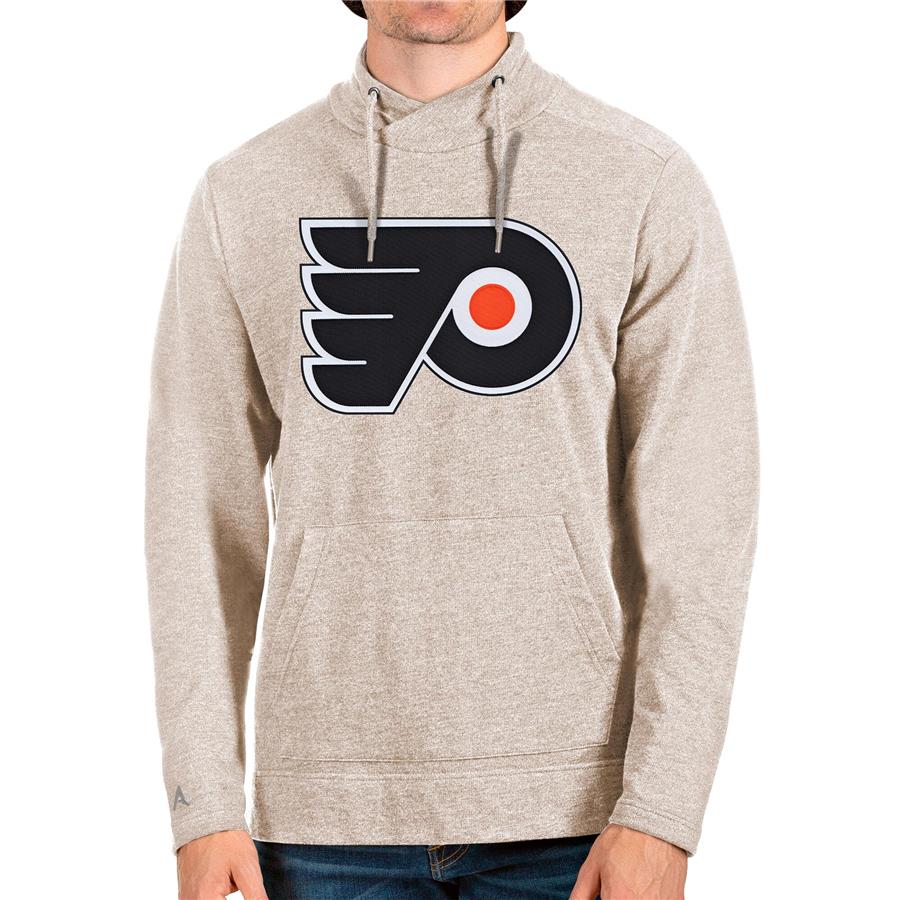 Philadelphia Flyers Antigua Reward Crossover Neckline Pullover Sweatshirt - Oatmeal