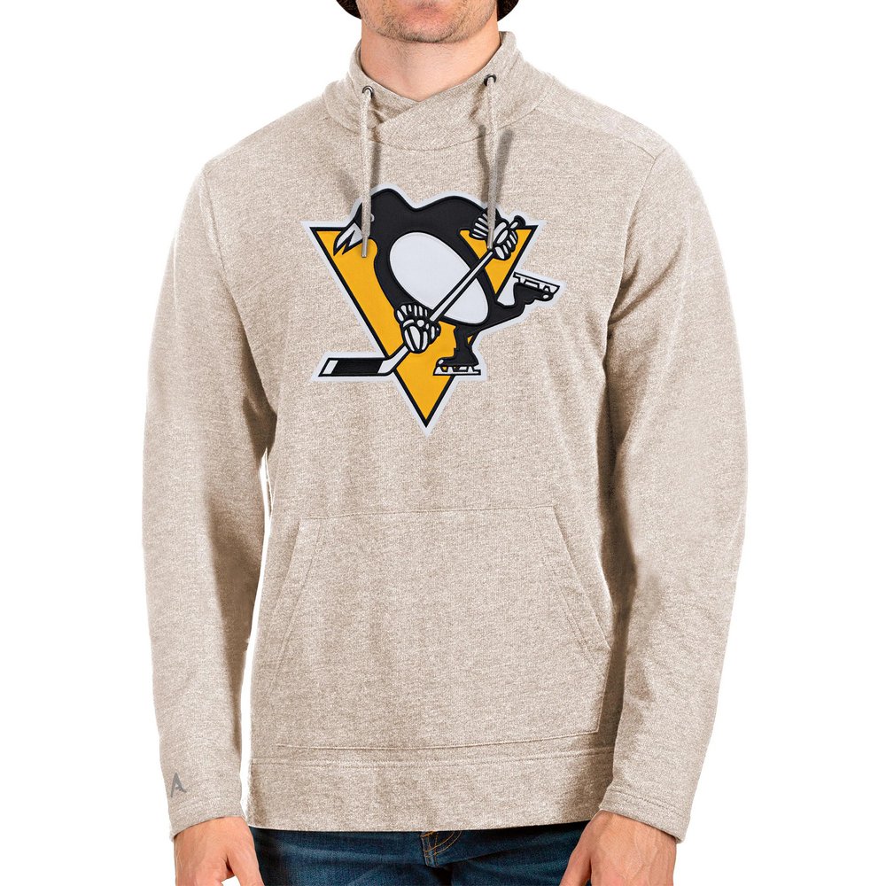 Pittsburgh Penguins Antigua Reward Crossover Neckline Pullover Sweatshirt - Oatmeal