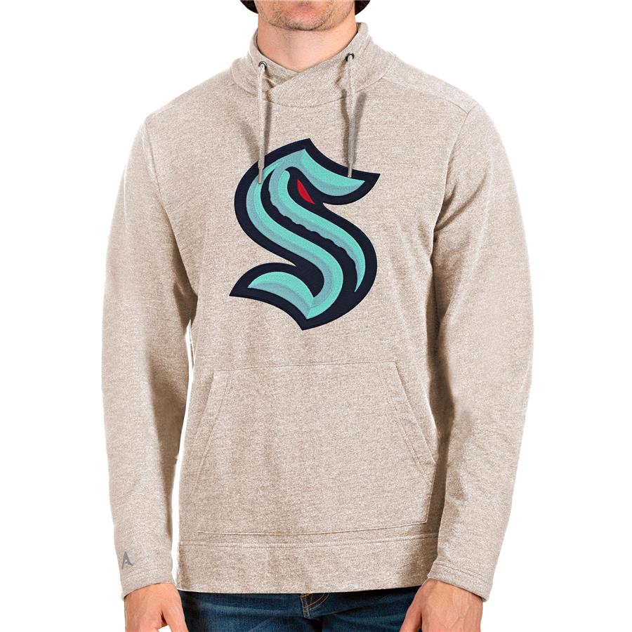Seattle Kraken Antigua Reward Crossover Neckline Pullover Sweatshirt - Oatmeal