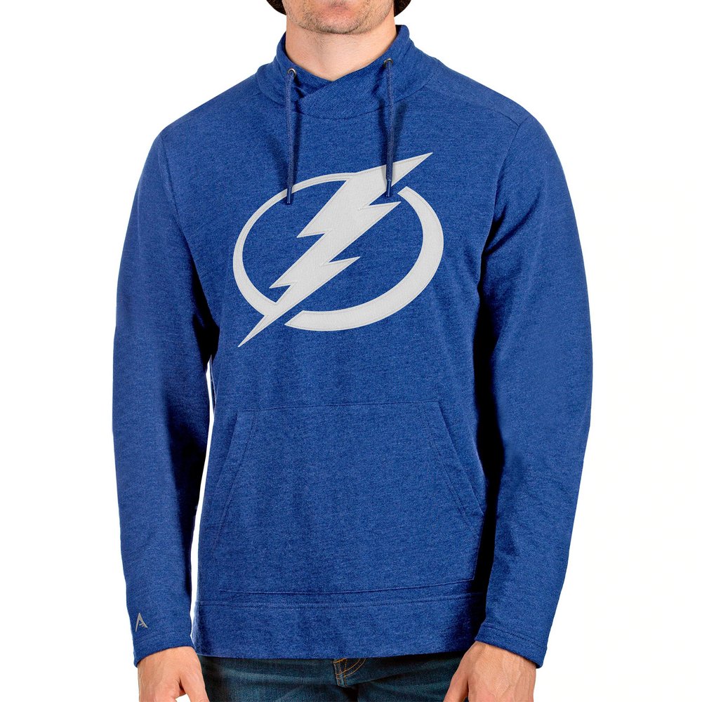 Tampa Bay Lightning Antigua Reward Crossover Neckline Pullover Sweatshirt - Heathered Royal