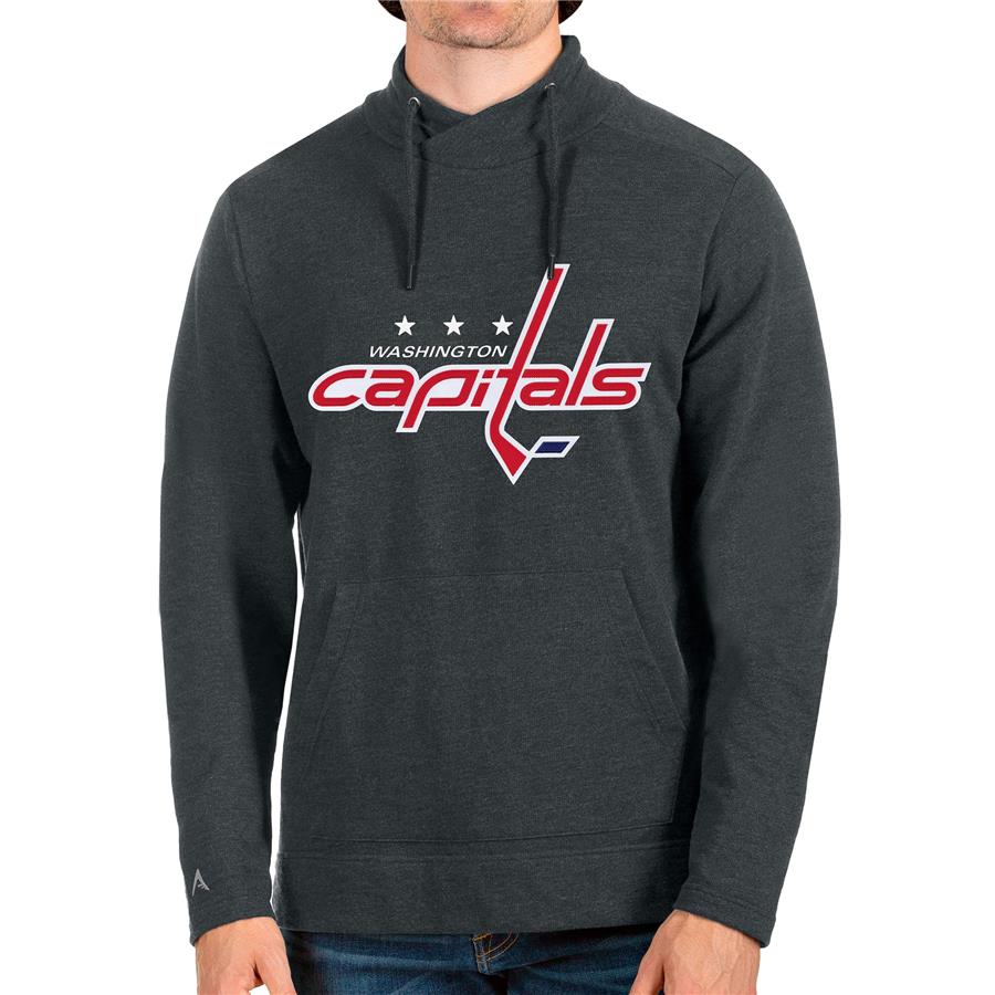 Washington Capitals Antigua Reward Crossover Neckline Pullover Sweatshirt - Heathered Charcoal