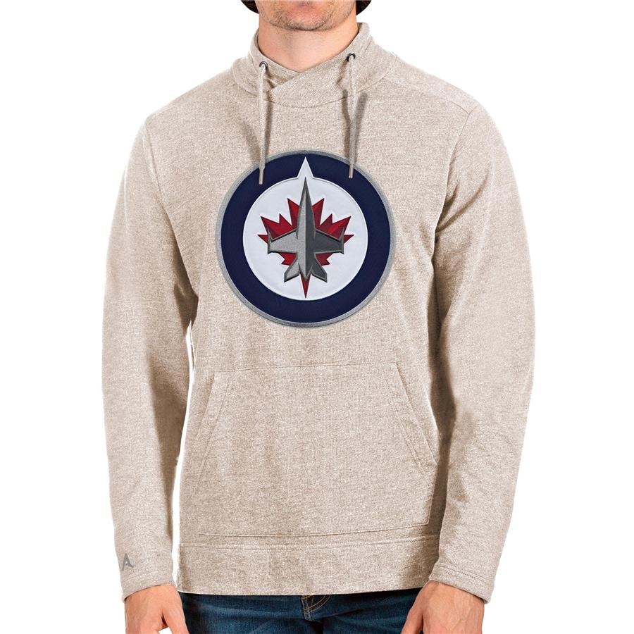 Winnipeg Jets Antigua Reward Crossover Neckline Pullover Sweatshirt - Oatmeal
