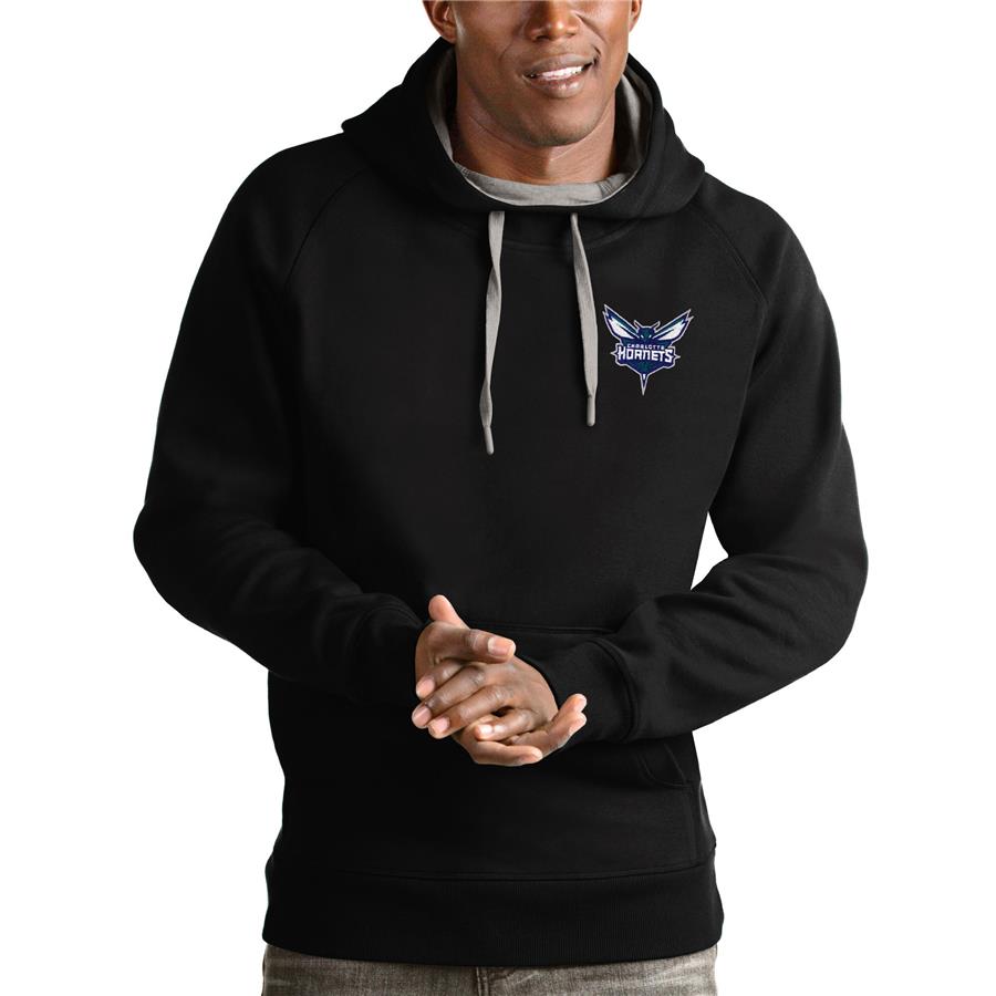 Charlotte Hornets Antigua Victory Pullover Hoodie - Black