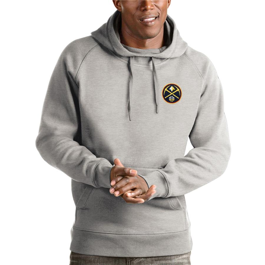 Denver Nuggets Antigua Victory Pullover Hoodie - Heathered Gray