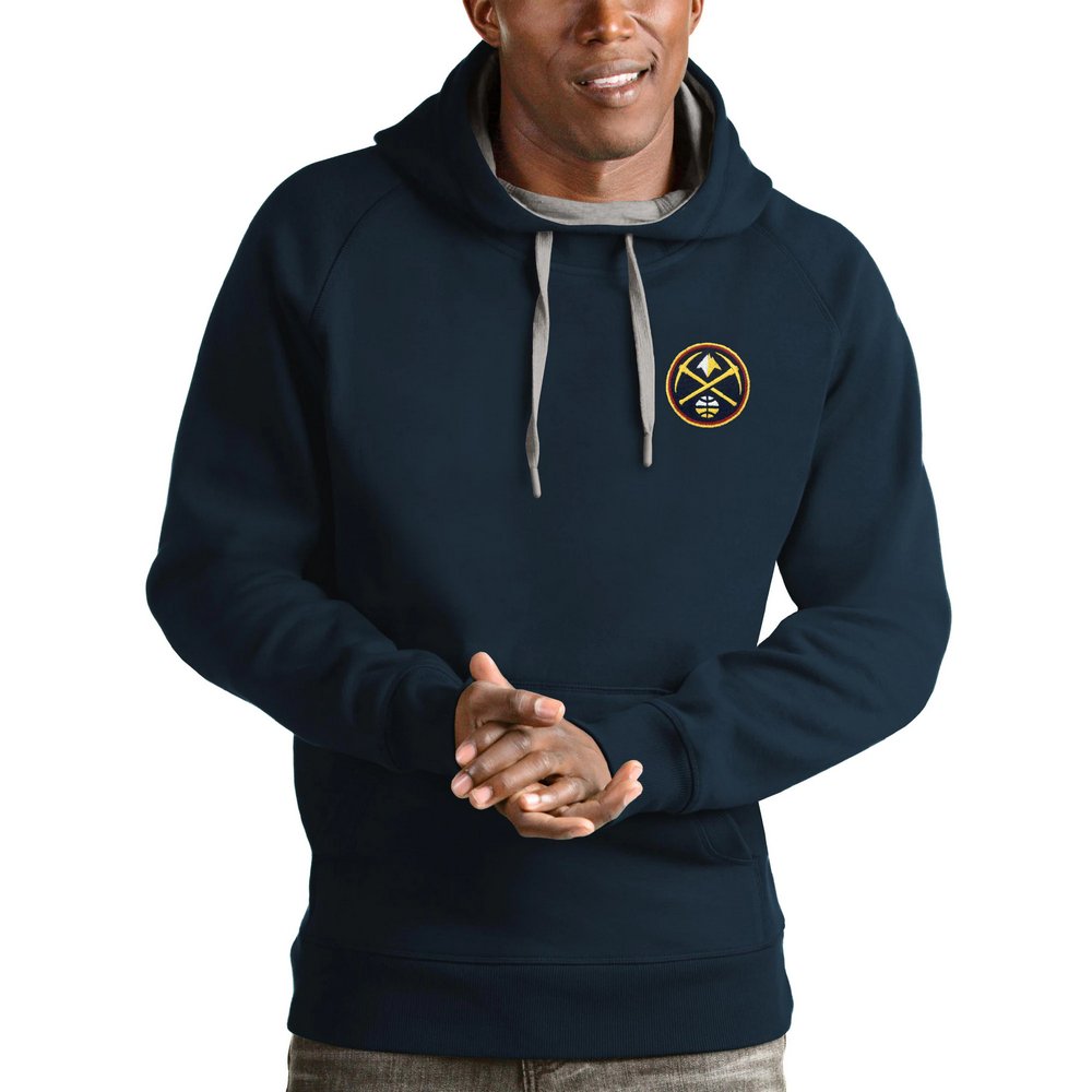 Denver Nuggets Antigua Victory Pullover Hoodie - Navy