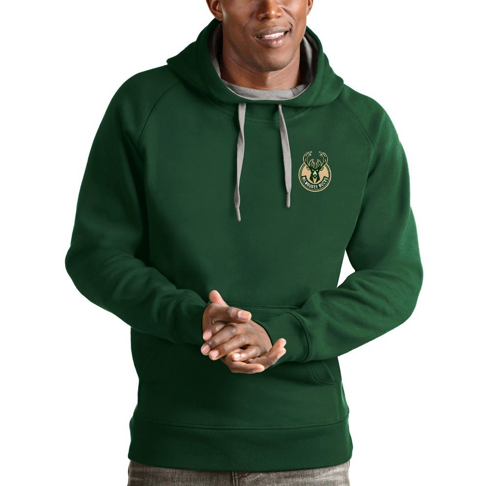 Milwaukee Bucks Antigua Victory Pullover Hoodie - Hunter Green