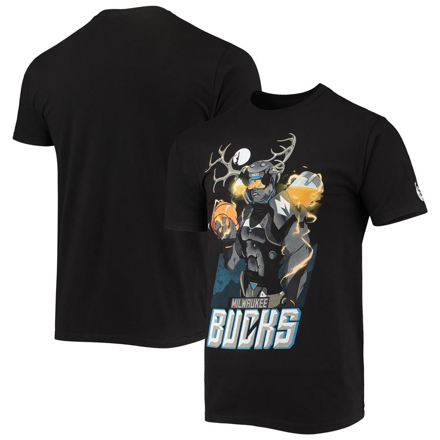 Milwaukee Bucks NBA x McFlyy Identify Artist Series T-Shirt - Black