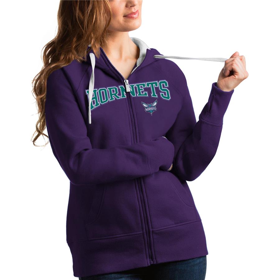 Charlotte Hornets Antigua Women's Team Victory Full-Zip Hoodie - Purple
