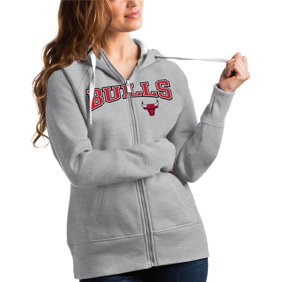 Chicago Bulls Antigua Women's Team Victory Full-Zip Hoodie - Heathered Gray