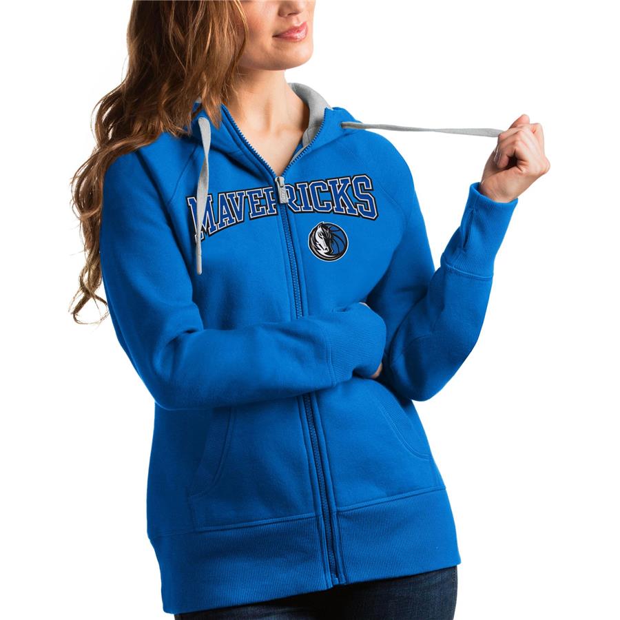Dallas Mavericks Antigua Women's Team Victory Full-Zip Hoodie - Blue