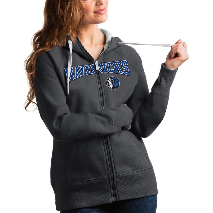 Dallas Mavericks Antigua Women's Team Victory Full-Zip Hoodie - Charcoal