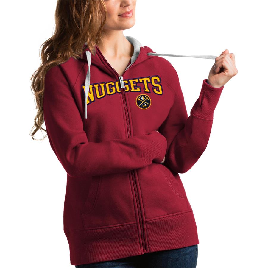 Denver Nuggets Antigua Women's Team Victory Full-Zip Hoodie - Red