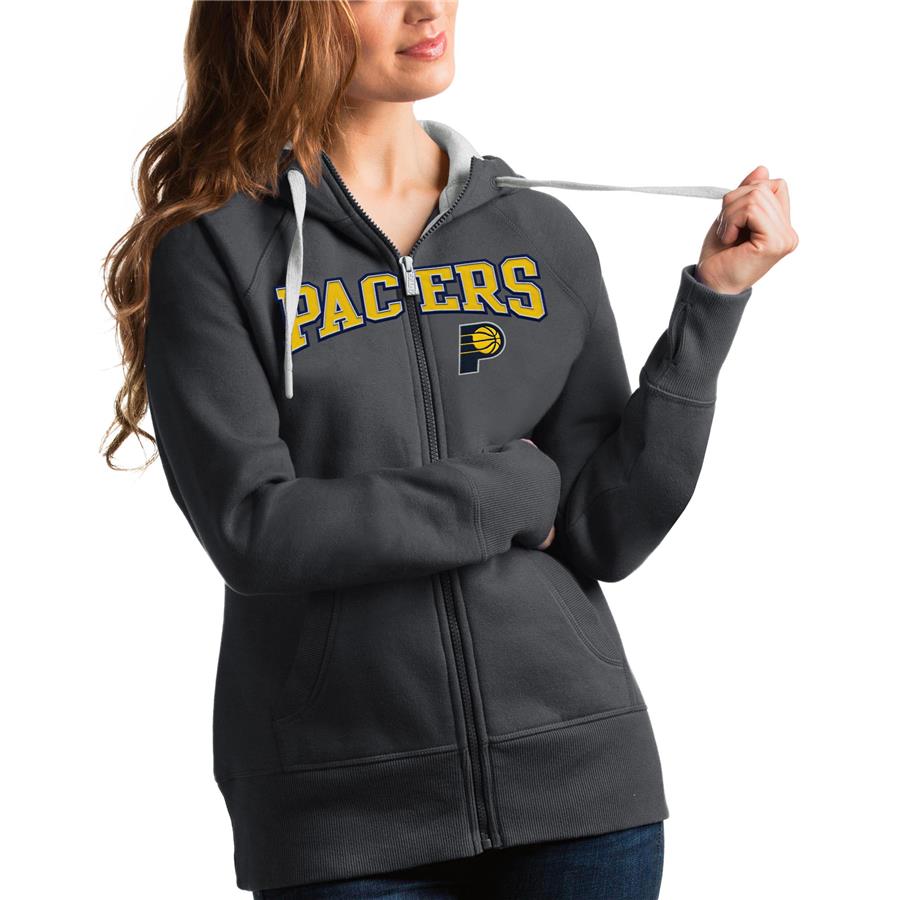 Женское худи на молнии Indiana Pacers Antigua Team Victory (тёмно-серый)
