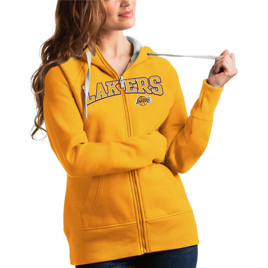 Los Angeles Lakers Antigua Women's Team Victory Full-Zip Hoodie - Gold
