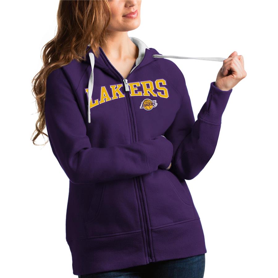 Los Angeles Lakers Antigua Women's Team Victory Full-Zip Hoodie - Purple
