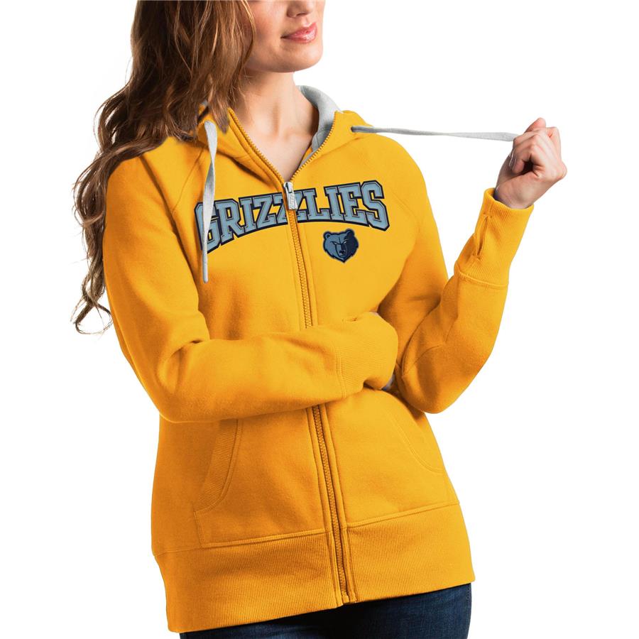 Memphis Grizzlies Antigua Women's Team Victory Full-Zip Hoodie - Gold