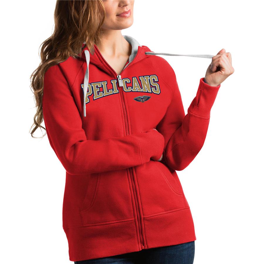 New Orleans Pelicans Antigua Women's Team Victory Full-Zip Hoodie - Red