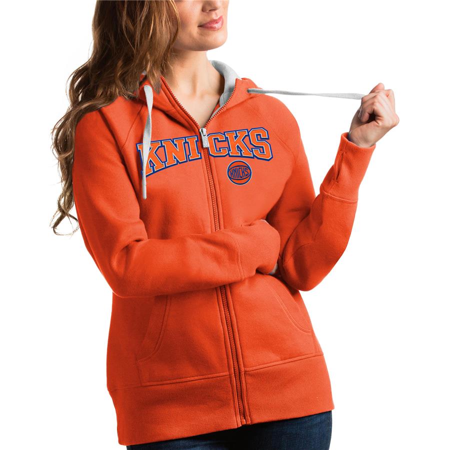 New York Knicks Antigua Women's Team Victory Full-Zip Hoodie - Orange