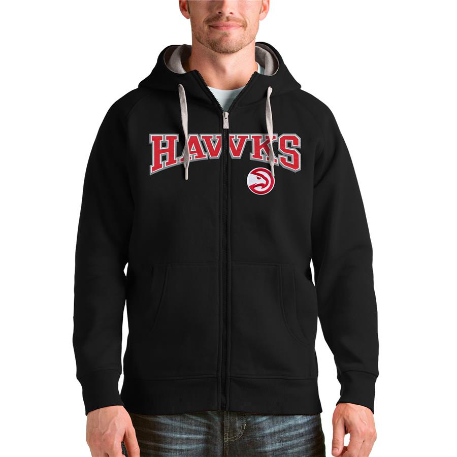 Atlanta Hawks Antigua Victory Full-Zip Hoodie - Black