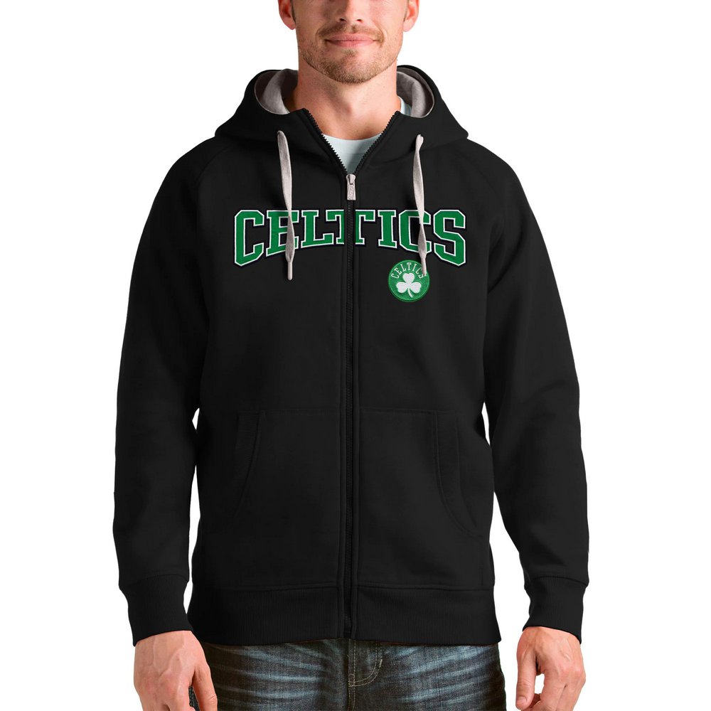 Boston Celtics Antigua Team Victory Full-Zip Hoodie - Black