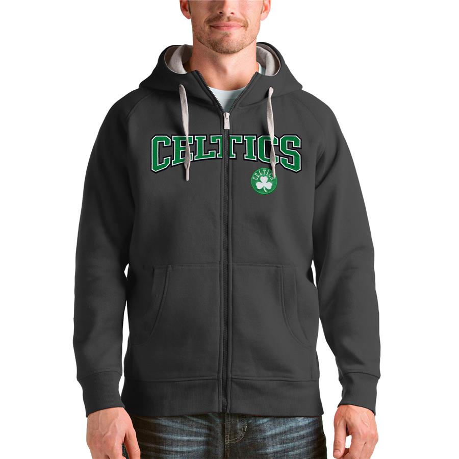 Boston Celtics Antigua Victory Full-Zip Hoodie - Charcoal