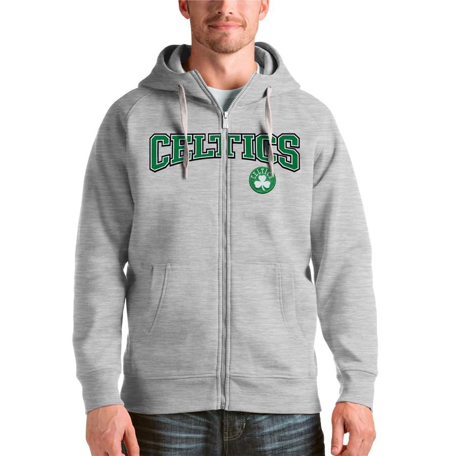Boston Celtics Antigua Victory Full-Zip Hoodie - Heathered Gray