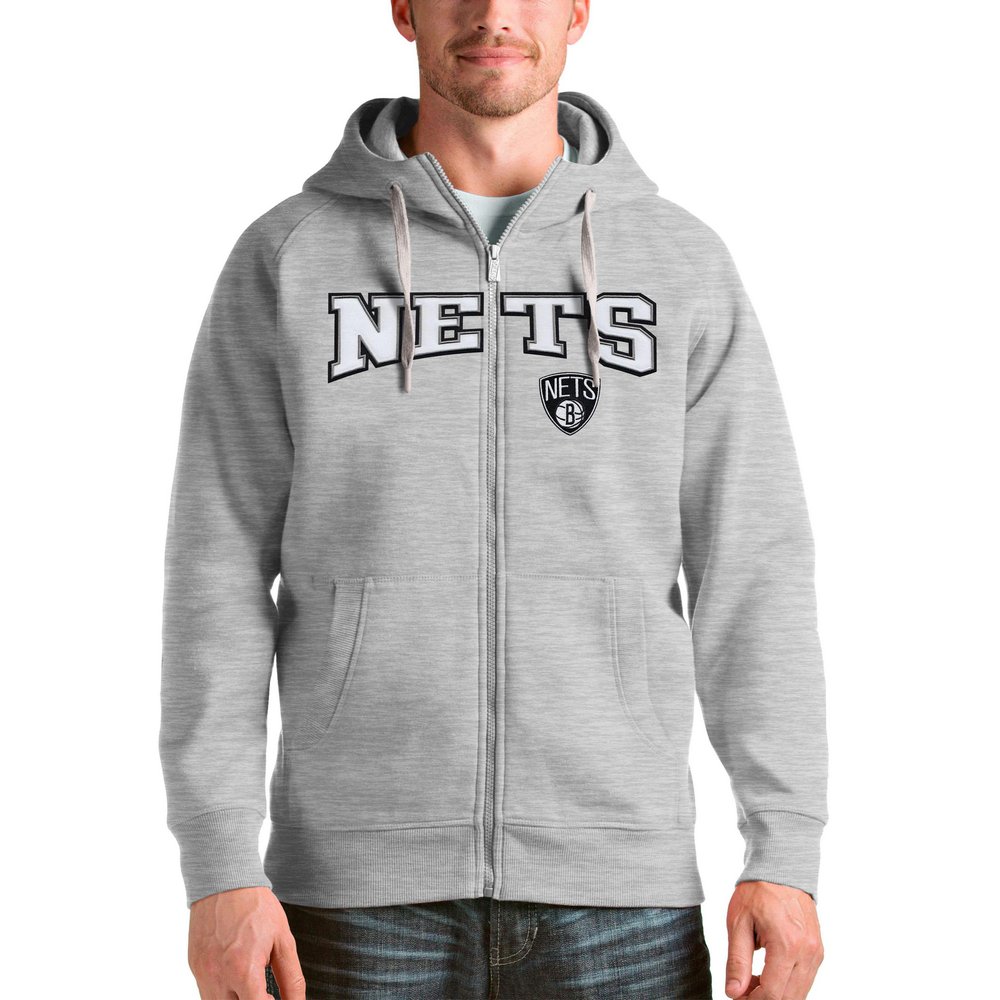 Brooklyn Nets Antigua Victory Full-Zip Hoodie - Heathered Gray
