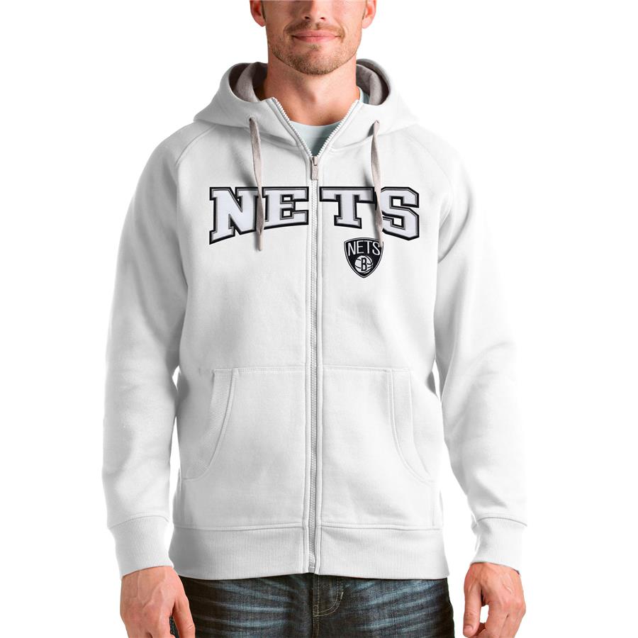 Brooklyn Nets Antigua Victory Full-Zip Hoodie - White