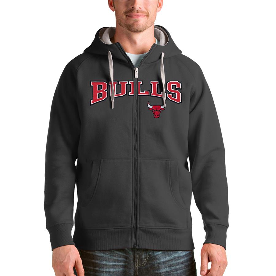 Chicago Bulls Antigua Victory Full-Zip Hoodie - Charcoal