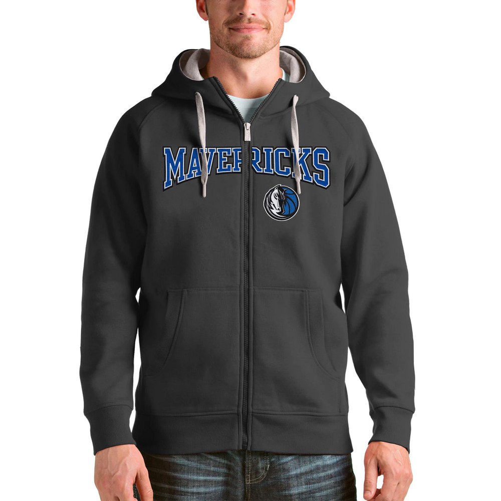 Dallas Mavericks Antigua Victory Full-Zip Hoodie - Charcoal