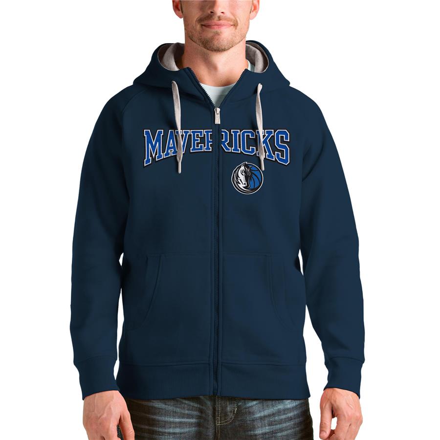 Dallas Mavericks Antigua Victory Full-Zip Hoodie - Navy